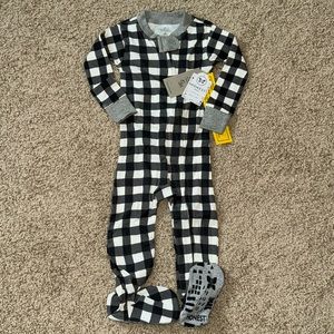 NWT Honest Baby onesie pajamas, 🖤🤍 check print, size 12mo